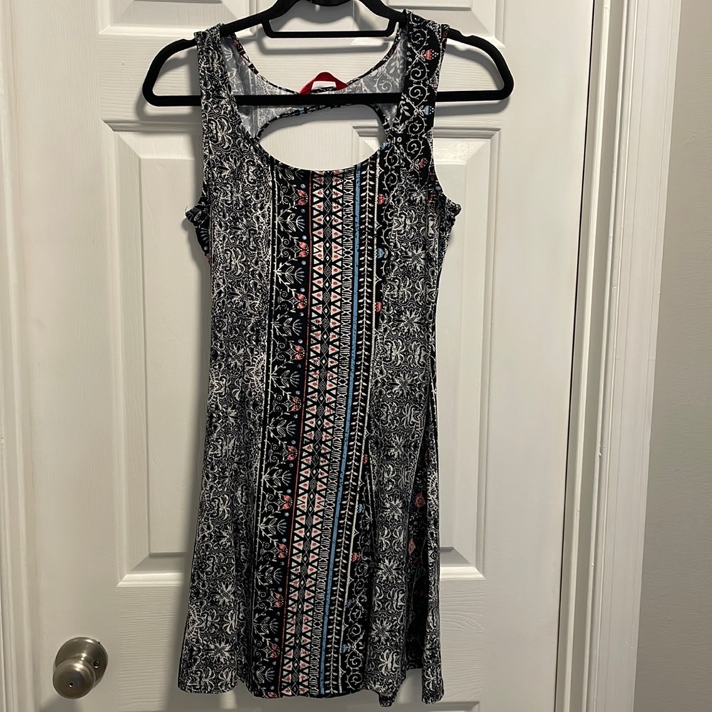 Black patterned mini dress